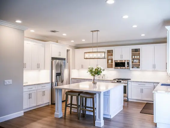 Fresh interior painting of walls and ceilings.